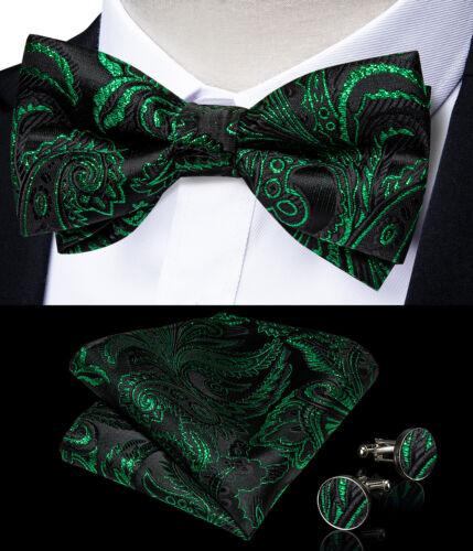 Мужской шелковый галстук-бабочка, синий регулируемый галстук-бабочка, набор запонок с цветочным принтом пейсли