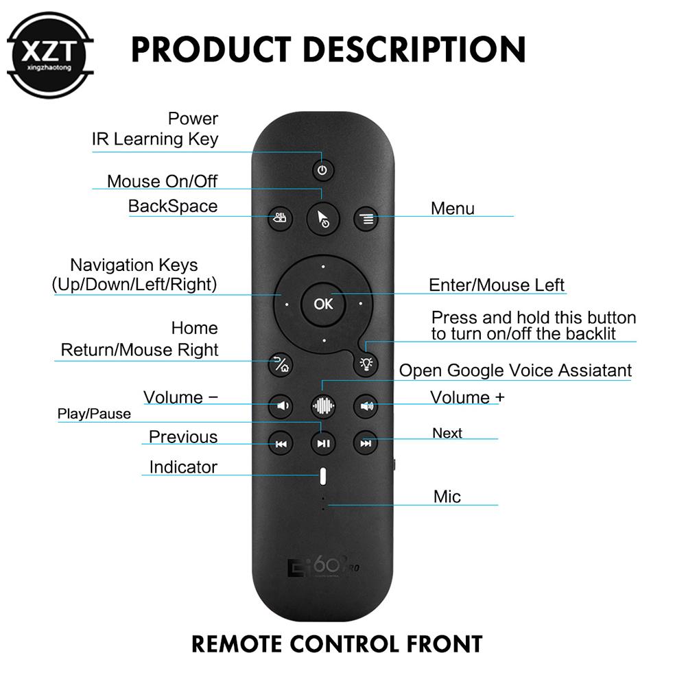 G60S Pro Беспроводная воздушная мышь с голосовым управлением BT5.0 2.4G Bluetooth Двухрежимный ИК-обучаемый с подсветкой для компьютера ТВ-приставки ПК