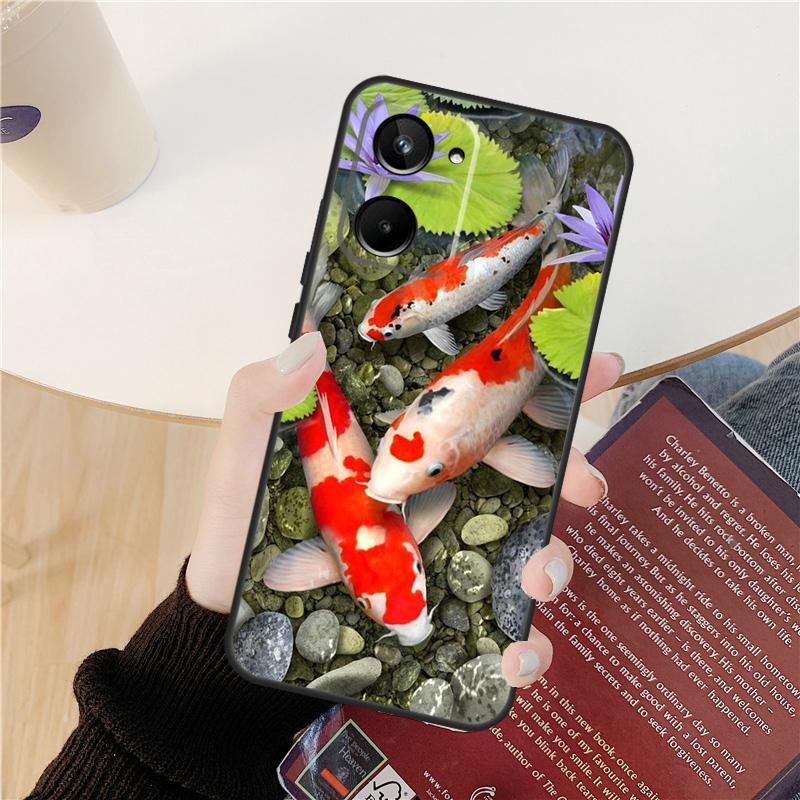 Чехол с карпами кои для Realme C55 C75 C67 C61 C53 C51 C21Y C25S 10 11 12 13 14 Pro Plus GT 6T 6 5 GT7 Pro