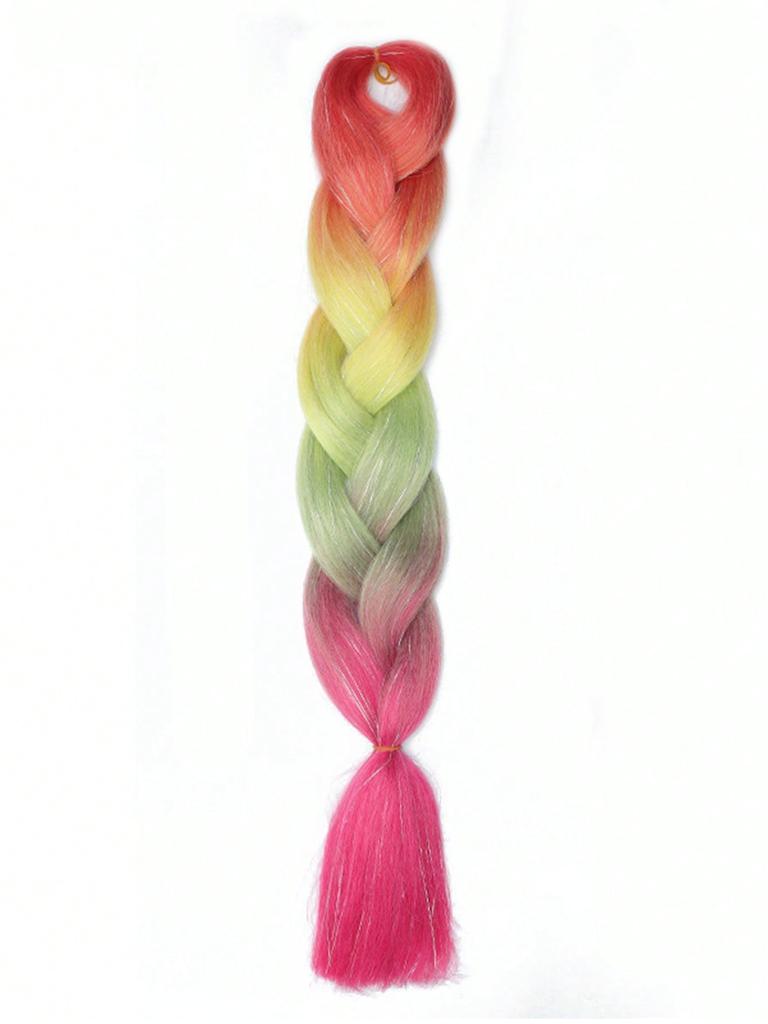 24-дюймовые синтетические волосы для плетения, микс, мишура, блестки, фиолетовые, светло-фиолетовые, синтетические волосы для наращивания, большие косички, 1 шт.