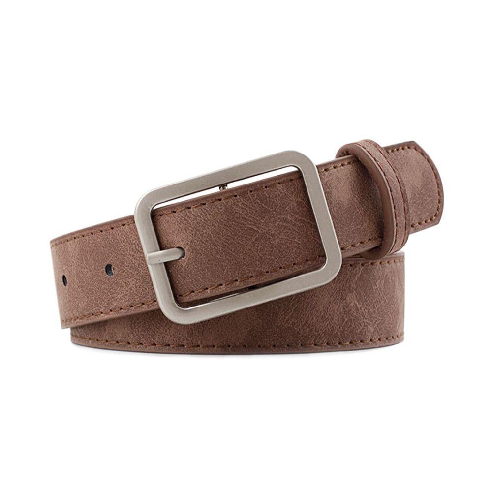 Women Retro Casual Waist Band Leather Belt Ladies Dress Strap Square Pin Buckle Waistband