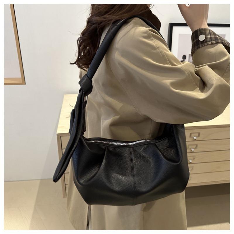 Vintage Soft Pleated Pu Leather Dumpling Casual Crossbody Shoulder Bag