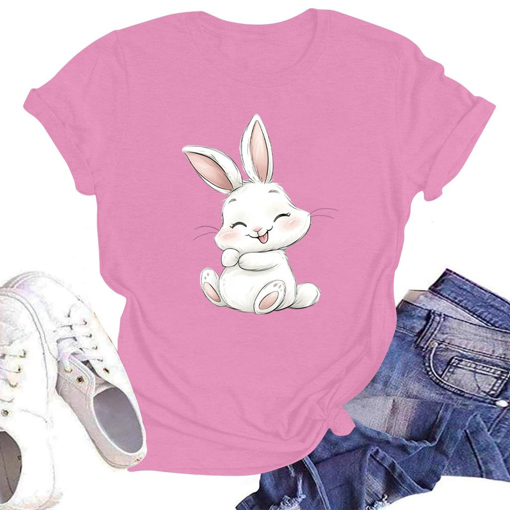 Women's Round Neck Casual Printed Short-sleeved T-shirt Top