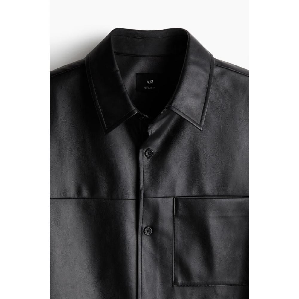 Рубашка HM Regular Fit с покрытием, черная