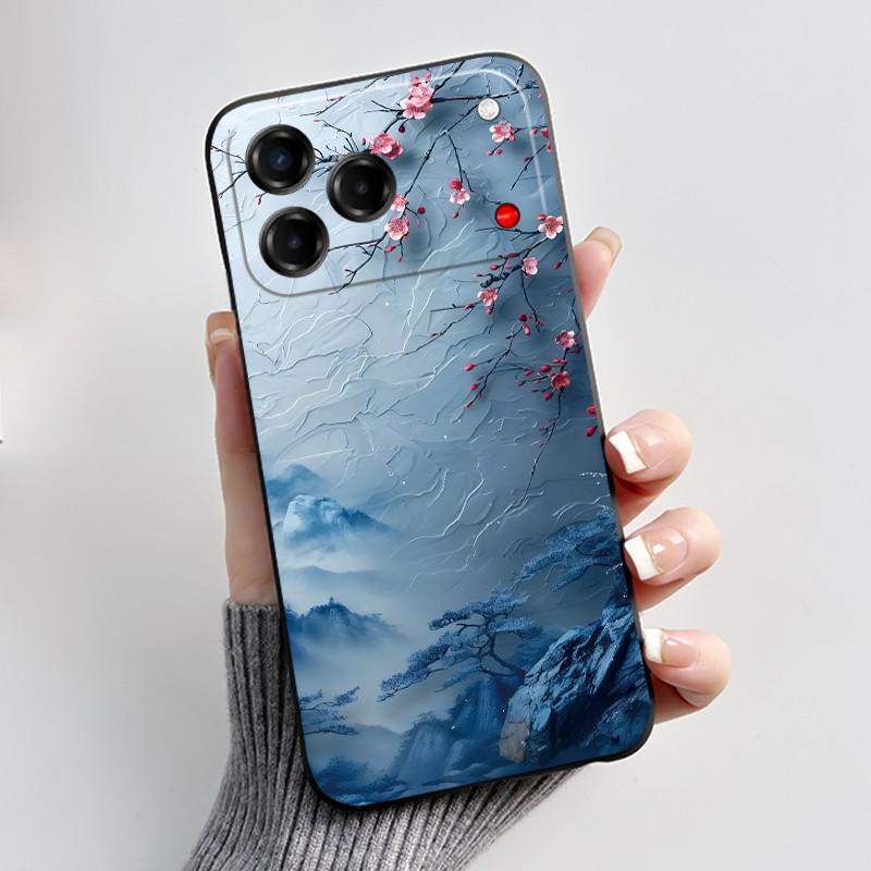 Чехол для ZTE Blade V80 Vita / Nubia V80 Дизайнерский Чехол для Телефона Эстетичный Милый Кот Модный Мягкий Силикон Черный Защитная Задняя Крышка
