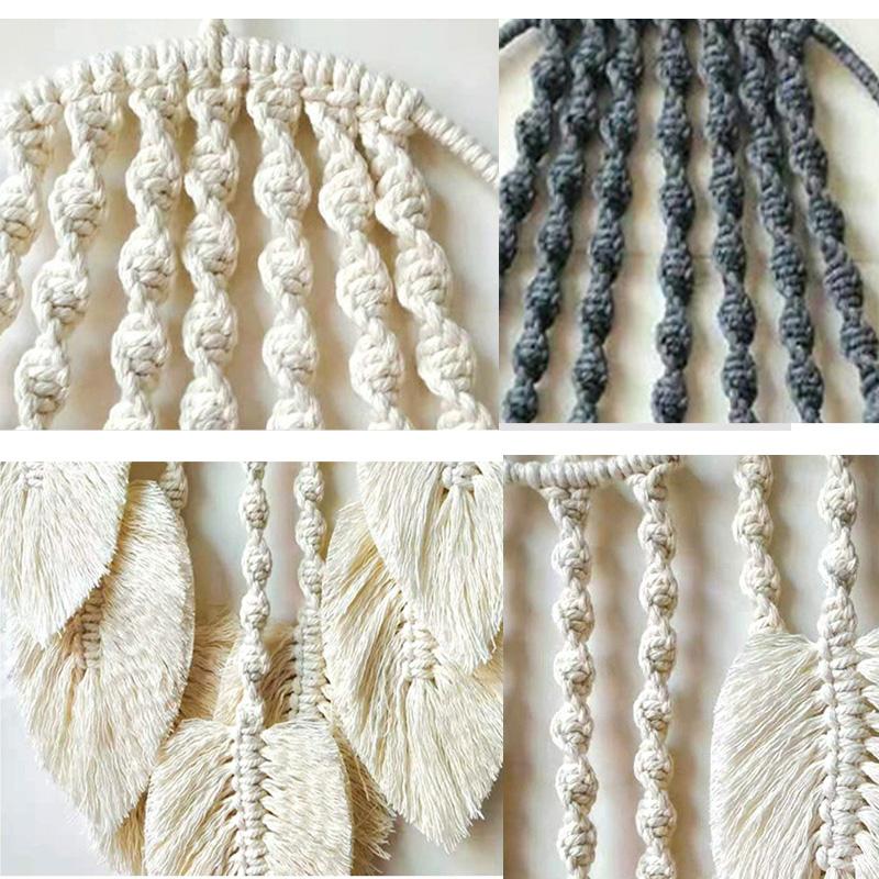 Перо Лист Макраме Ловец снов Домашний декор Богемный гобелен с кисточками ручной работы Настенный декор для гостиной, спальни