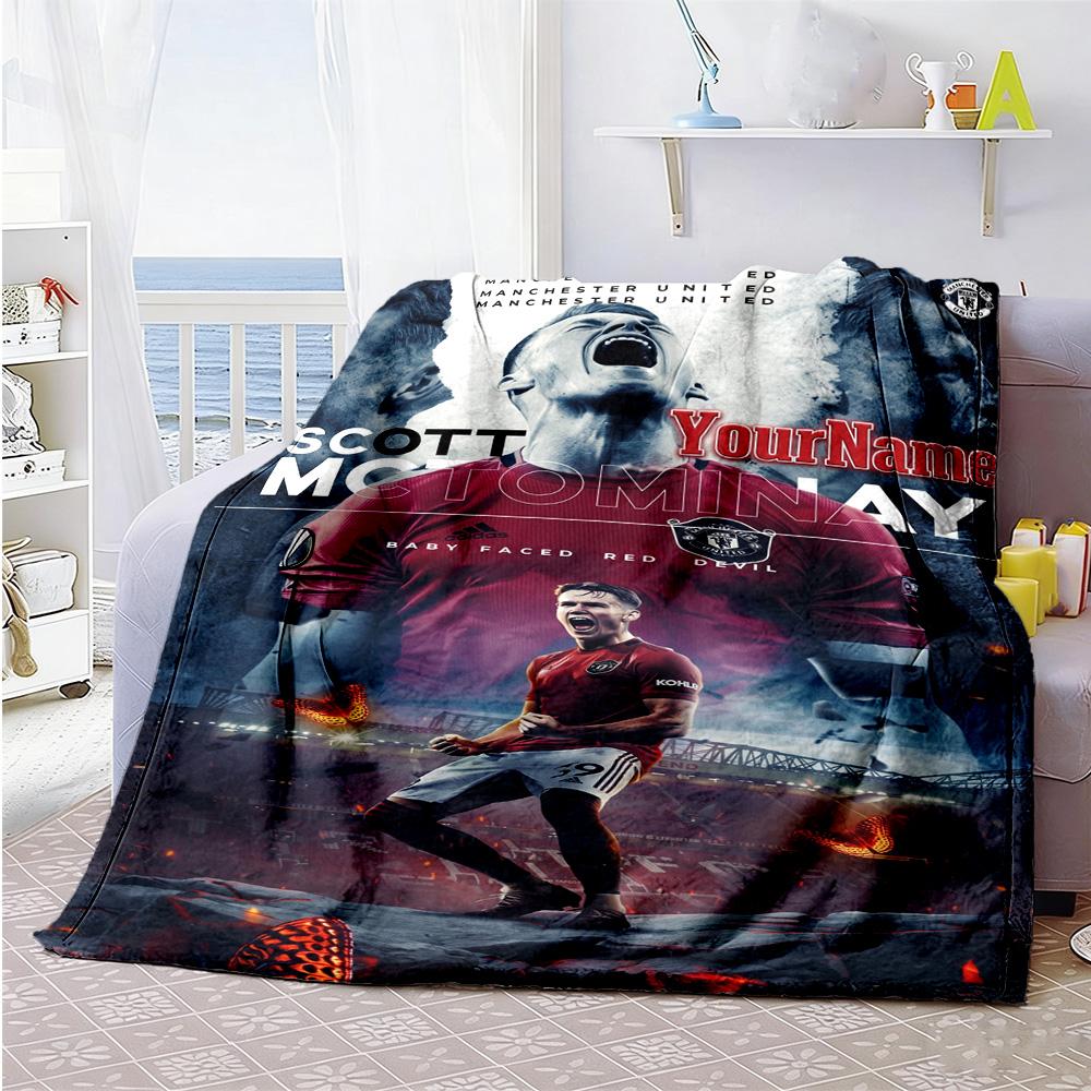 Manchester Customize Text Blanket Multi-purpose Personalized Blanket Ultra-Soft Perfect for Seaside Office Home Decor Living Room Ideal for All Season
