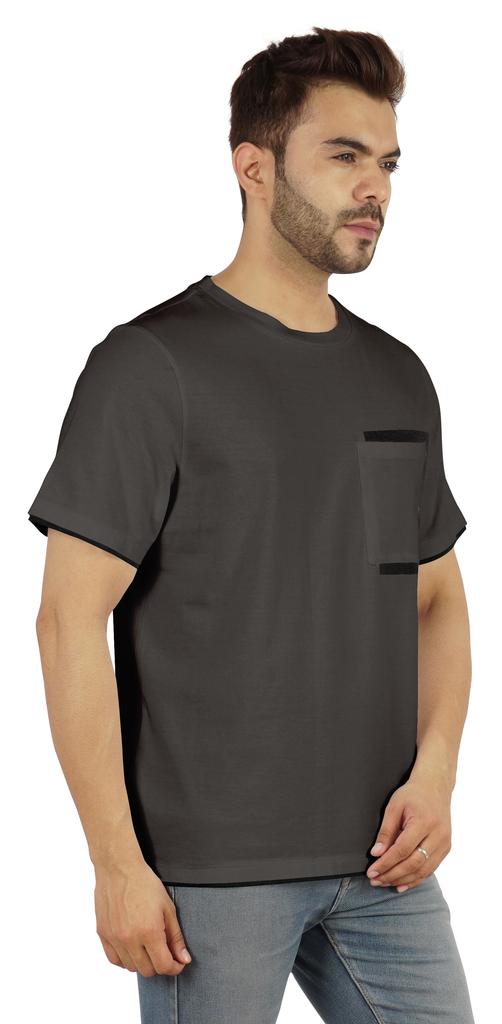 Inkmeso Мужские футболки с круглым вырезом, повседневные базовые рубашки с коротким рукавом и накладным карманом