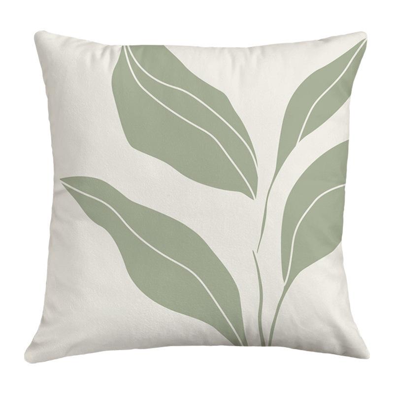 Popular Green Plant Printed Sofa Pillow, Simple Ins Style, Fresh and Refreshing Pillow