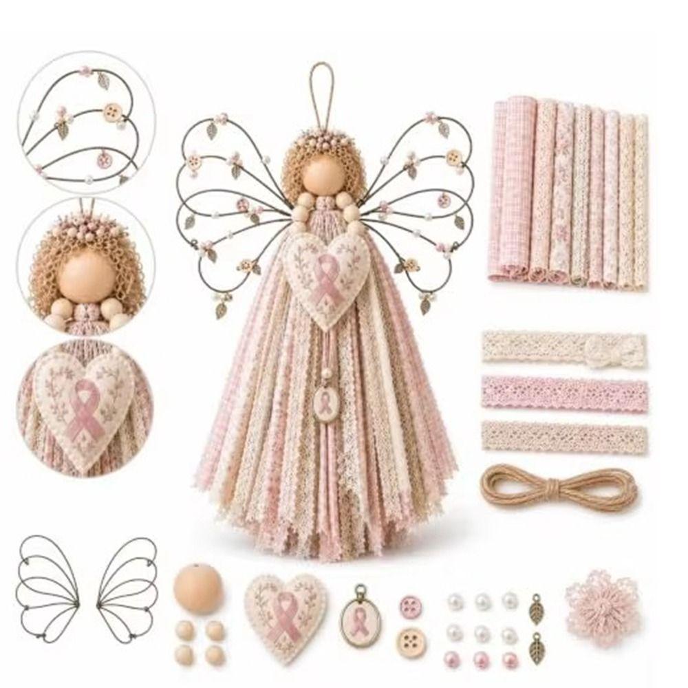 Buttons Angel Fabric Hanging DIY Craft Kit Precut Fabrics Fabric Angel Hanging for Adults