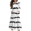 Girls' Tiered Ruffle Dress - Long Sleeve Printed Maxi With Pockets