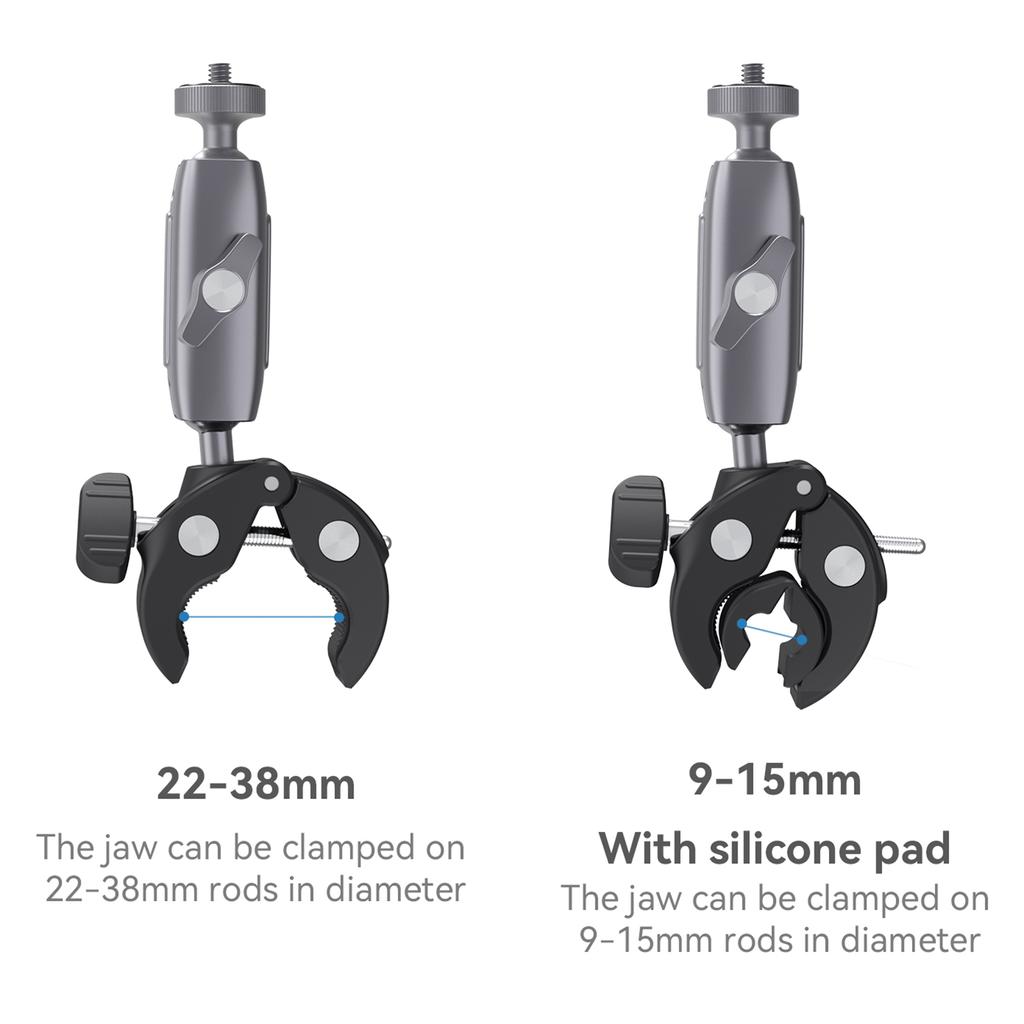 TELESIN GPHBM001 Велосипедный руль Super Clamp Mount из алюминиевого сплава, двойная вращающаяся на 360 градусов шаровая головка