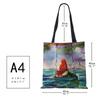 Сумка на плечо с изображением Русалки и пейзажем, 2022, женская многоразовая холщовая сумка-тоут Harajuku, повседневная складная сумка для покупок для покупок
