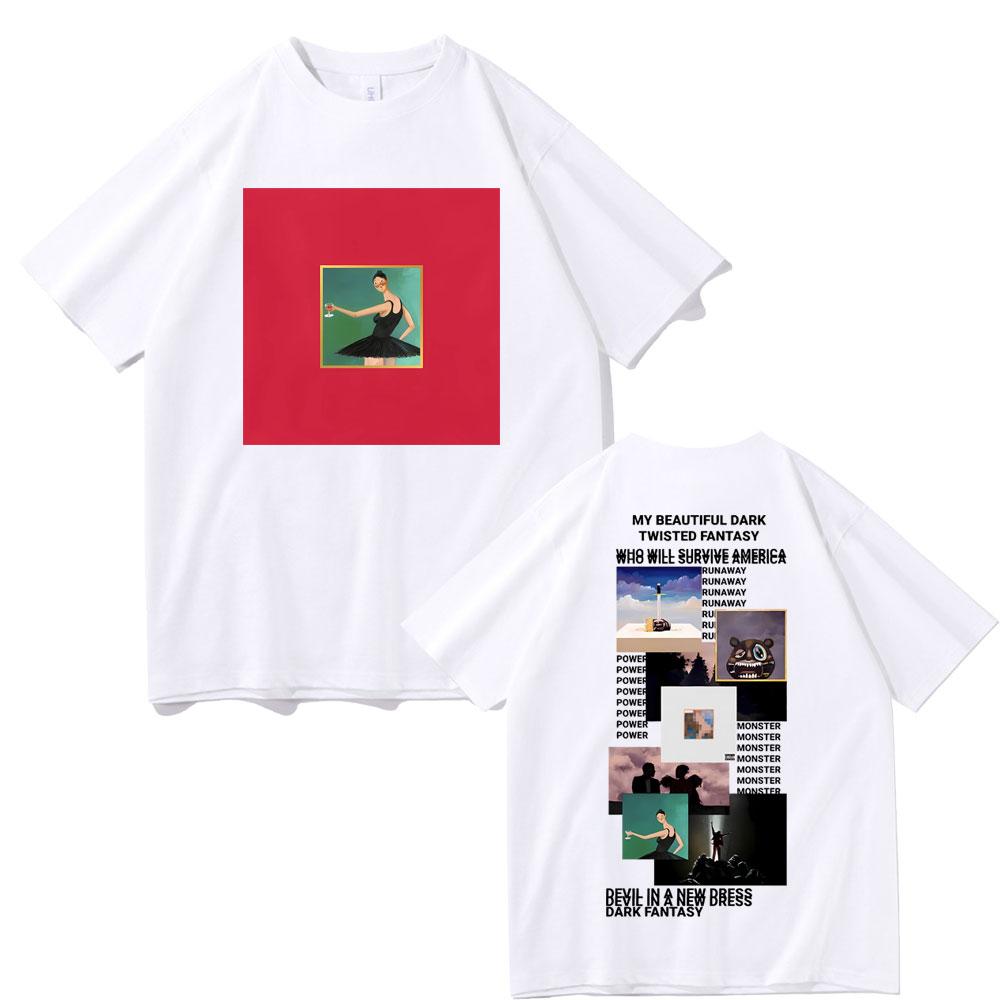 Футболка с принтом обложки альбома рэпера Канье Уэста My Beautiful Dark Twisted Fantasy, футболка Donda College Dropout, мужская хлопковая ретро футболка в стиле хип-хоп
