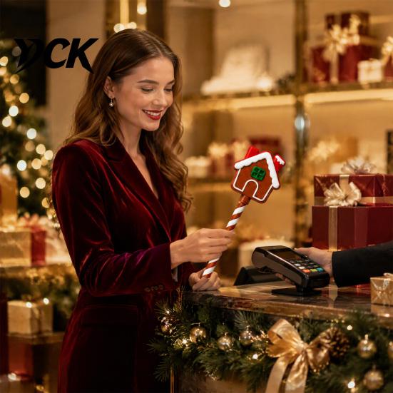 Winter Celebration Gift Christmas Tap-to-Pay Wand, 3D Printed Credit Card Holder with Candy Convenient Payment Wand Cane Handle, Contactless Stick for
