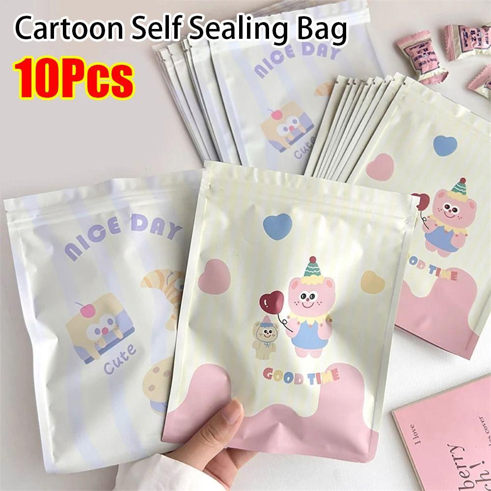 10Pcs Creative Zip-lock Bag Sweets Cookies Snack Biscuit Storage Self Sealing Pockets New Gift Bag
