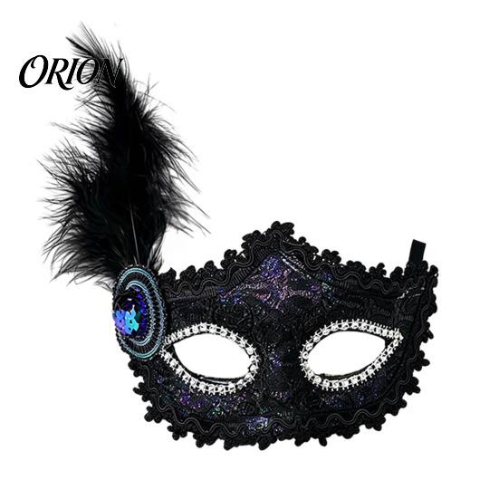 Элегантная Венецианская Маска Хэллоуин Принцессы, Маска на Пол-лица, Маскарадная Вечеринка, Стразы на Глазах с Кружевом, Перьями, Стразами, Регулируемая Лента, Женская