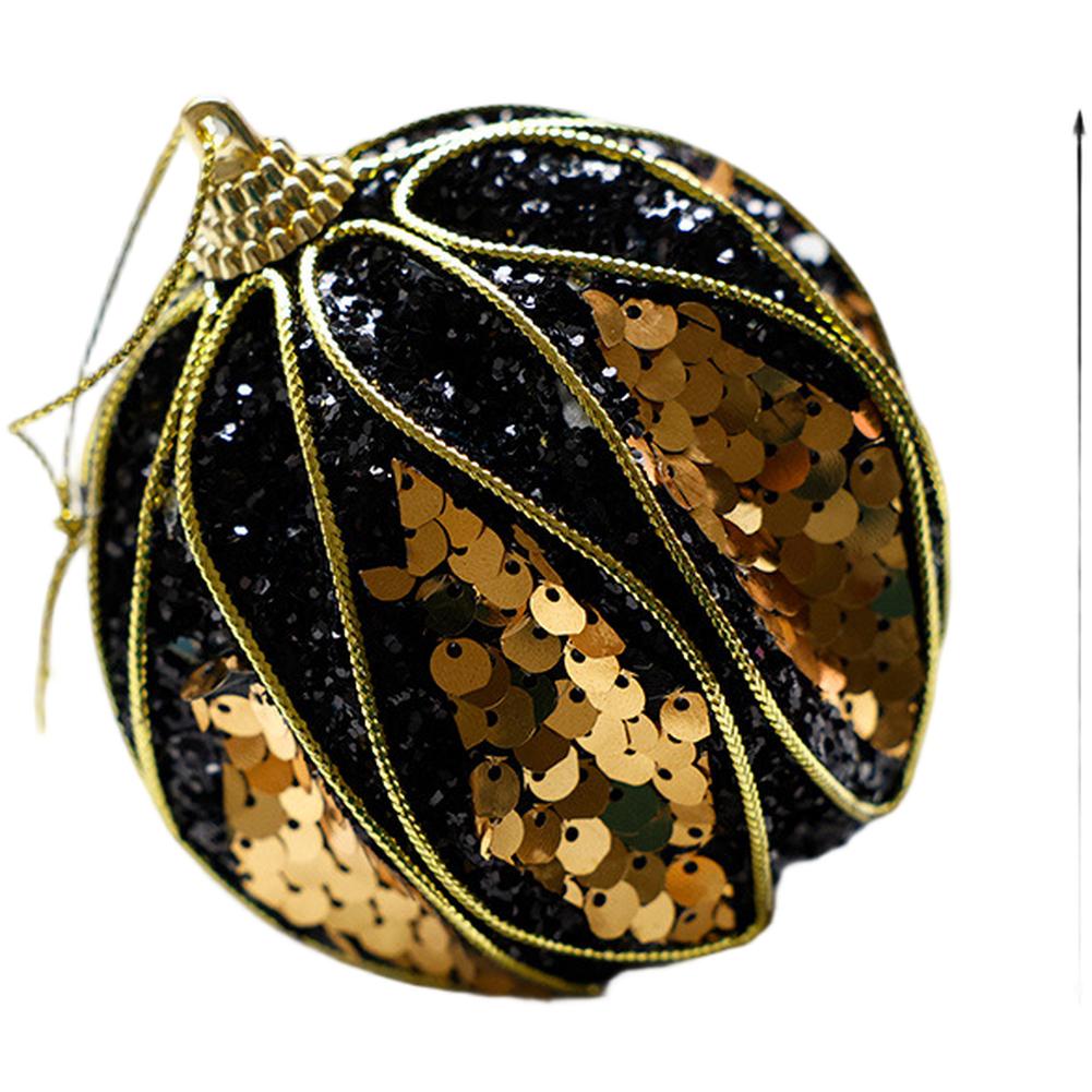 Elegant Christmas Baubles Black Gold Christmas Ornaments 6*6*6cm Festive Atmosphere Enhancer Meticulous Detail Work