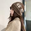 Drawstring Beanies Hat Snowflake Printed Winter Hat Fashion Knitted Hat  Autumn