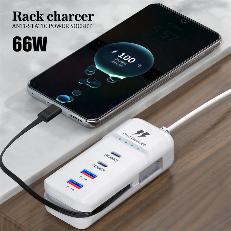 4-портовый USB-разветвитель, сетевой фильтр, зарядная станция, 5 В 4 А, USB Type-C 3.0, быстрая зарядка для телефонов, USB-розетка для США и ЕС.