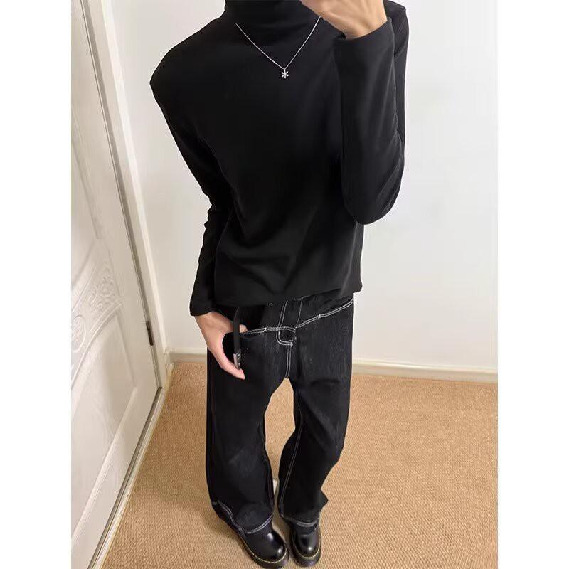 Retro Distressed Wide-Leg Denim Pants Women Men Low-Waist Loose Fit Straight Hem Cotton Blend