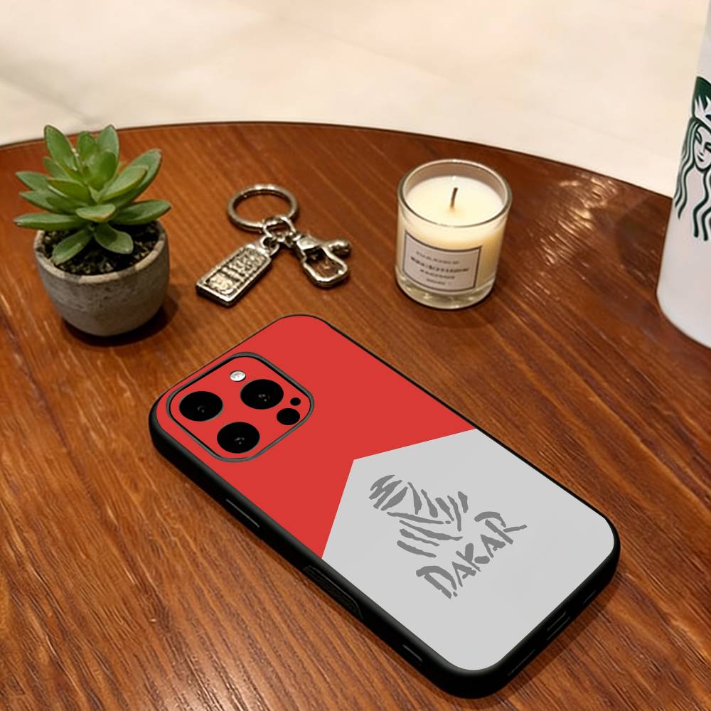 R-Rally x D-Dakar Style Phone Case For iPhone 17,16,15,14,13,12,11 Plus,Pro Max,XS,Soft Silicone Black Cover