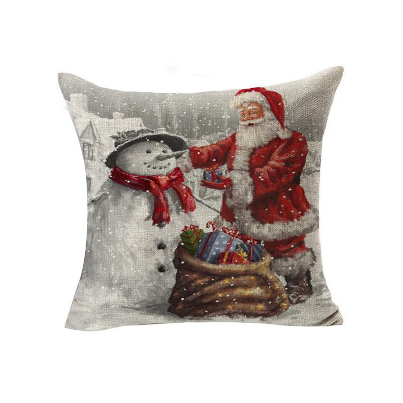 Santa Claus Linen Pillowcase Festive Decoration Cushion Pillowcase