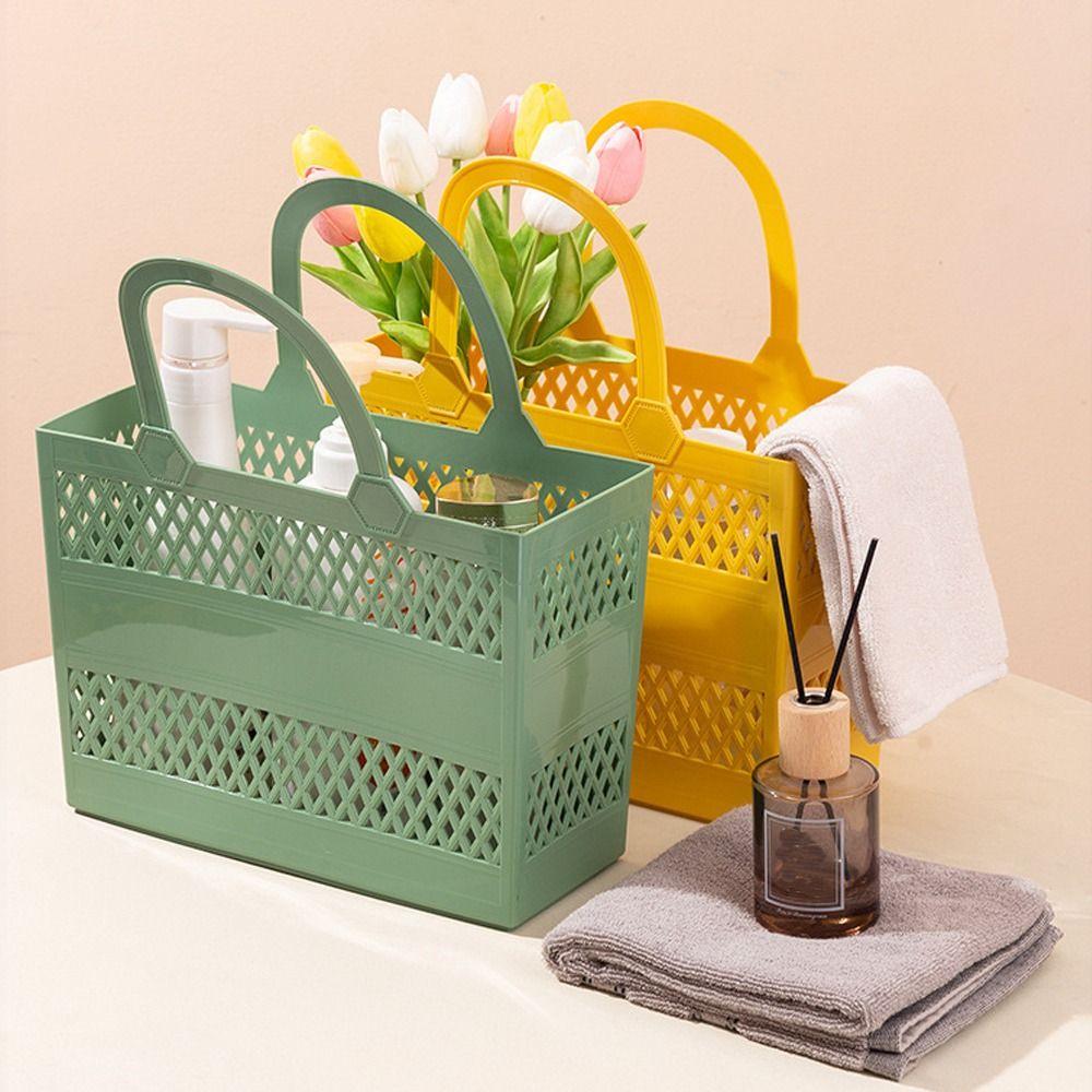 Drainable Hollow Out Storage Basket Multifunctional Washing Basket Portable Bath Basket