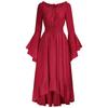Women's Vintage Solid Color Lace Collar Long Sleeve Dress Cos Dress