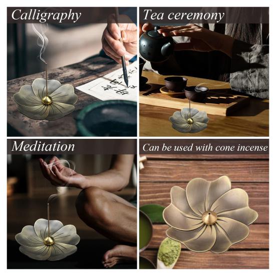 Палочки для курильницы, держатель для благовоний, латунная форма лотоса, съемный пеплоуловитель, гладкий термостойкий материал для украшения дома