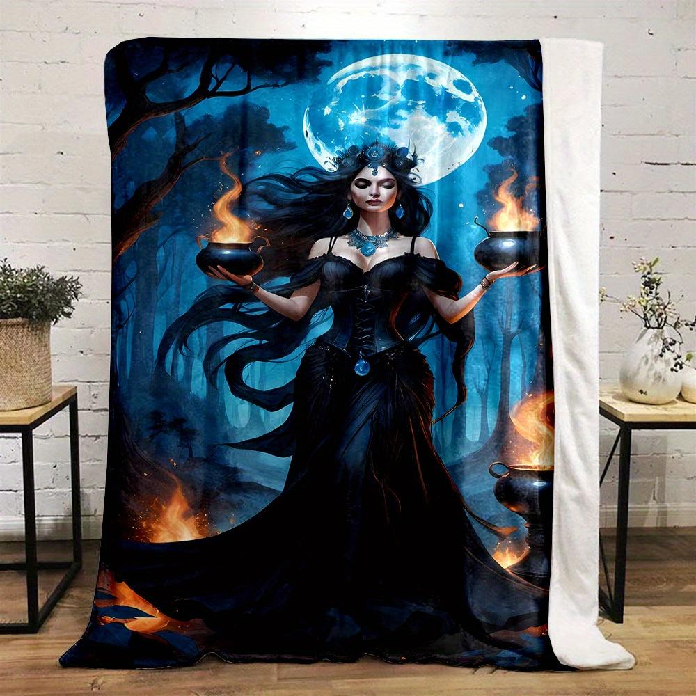 Hecate Flaming Cauldrons Print Flannel Throw Blanket - Reversible All-Season Polyester for Office Home Gift