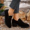Women Ankle Boots Chunky Suede High Heels Shoes Wnter New Brand Casual Retro Walking Pumps Fashion Comfort Short Boots Mujer