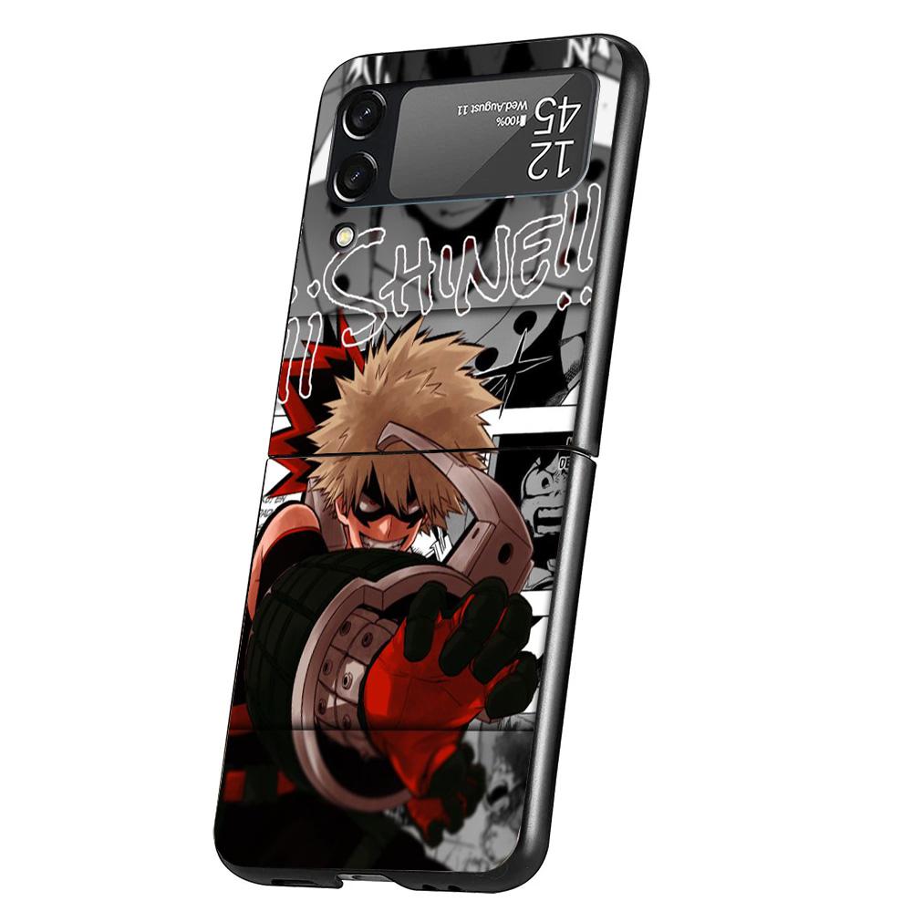 My Hero Bakugou Katsuki Case Phone Cover for Samsung Galaxy Z Flip 7 6 5 4 3 5G ZFlip7 ZFlip6 ZFlip5 ZFlip4 ZFlip3 Black Fundas