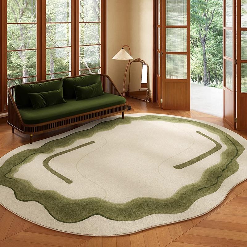 Зеленый ковер для гостиной Неправильной формы Короткий вельветовый Нескользящий напольный коврик Ковер для спальни Прикроватный ковер Цветочный Ретро Домашний декор Teppich Alfombra