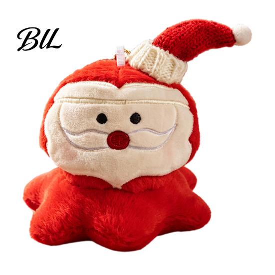 Holiday Party Favors Christmas Plush Hanging Ornament, Santa Gingerbread Man Deer Snowman Stuffed Toy with Skin Friendly Fabric Loop , Festive