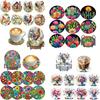 8 Pieces/set of Embroidered Ball Flower Diamond Painted Coaster Set with Holder DIY Coaster for Beginners and Adults, Art and Craft Supplies Gift