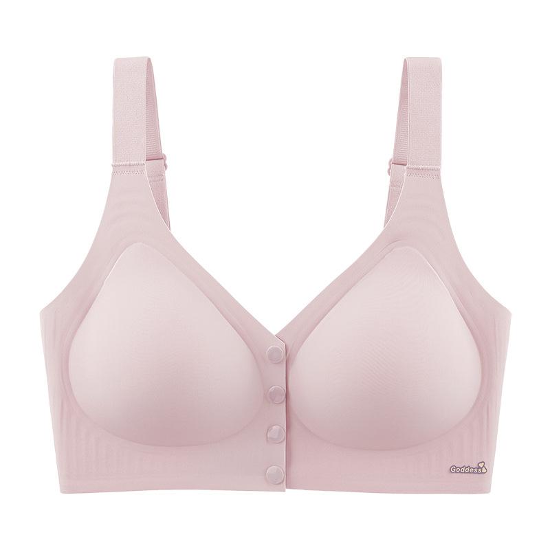 Front-buttoned Bra Women's Fixed Cup Underwear Women's Seamless Bra No Underwire Breast Retraction One-piece Breathable Bra Push Up Bra