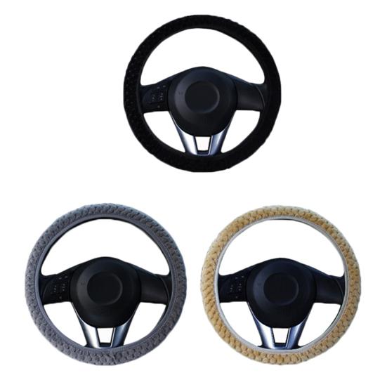 Стильный зимний теплый противоскользящий плюшевый защитный чехол на рулевое колесо автомобиля