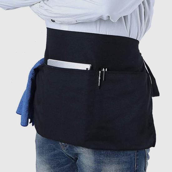 Полуфартук с 3 карманами Полиэстеровый рабочий фартук Быстросохнущий Водонепроницаемый фартук Легкий уход Пыленепроницаемый Кухонный фартук для поваров пекарей ресторанов домашнего использования