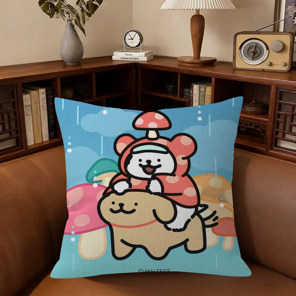 Cartoon Line Dog Maple Design Cushion Cover Happy Autumn Harvest Decor Holiday Decorati Pillow Cover