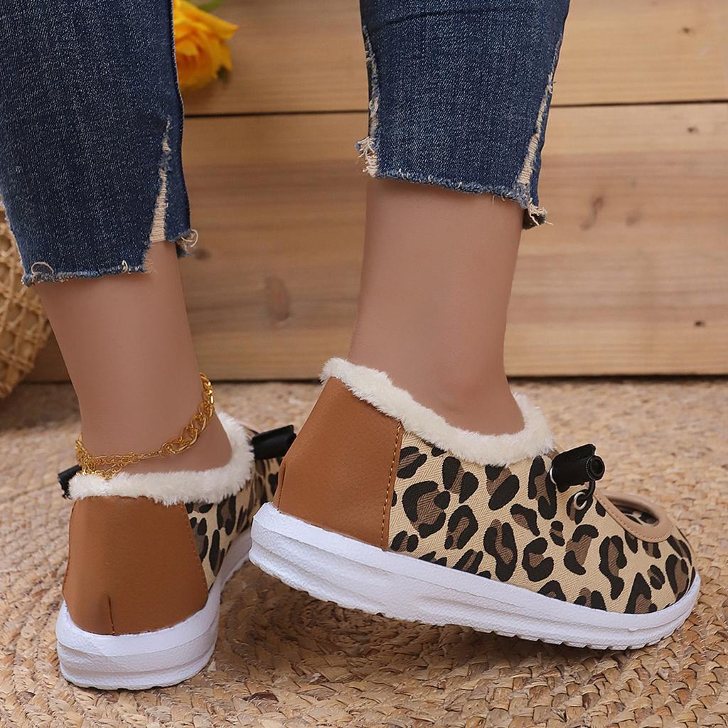 Модные женские пушистые меховые зимние сапоги женские осенне-зимние леопардовые плоские каблуки утолщенные плюшевые хлопковые подбитые туфли женские теплые ботинки