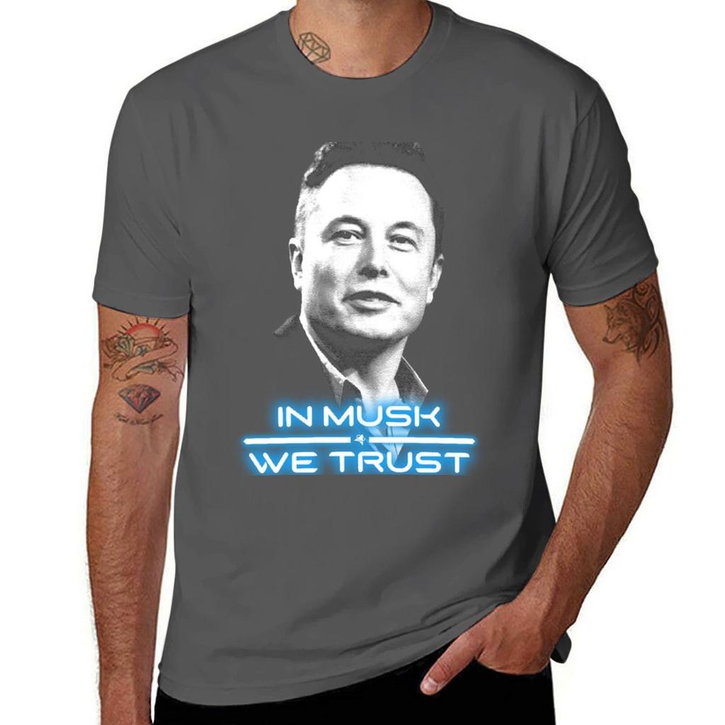 Elon Musk In Musk We Trust TShirt Summer Print Short Sleeve Tee