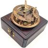 Brass Sundial Compass with Wood Case - Gilbert Sundial Camping/Hiking Steampunk Accessory - Antique Finish