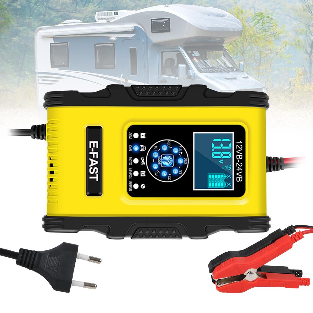 Импульсный ремонт с цифровым дисплеем для LiFePo4, влажные и сухие свинцово-кислотные гелевые аккумуляторы AGM, умное автомобильное зарядное устройство, 12 В/10 А, 24 В/6 А