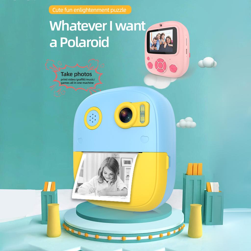 Kids Instant Print Camera Kids Digital Camera 1080P Digital Video Camera Dual Lens 2.4 Inch IPS