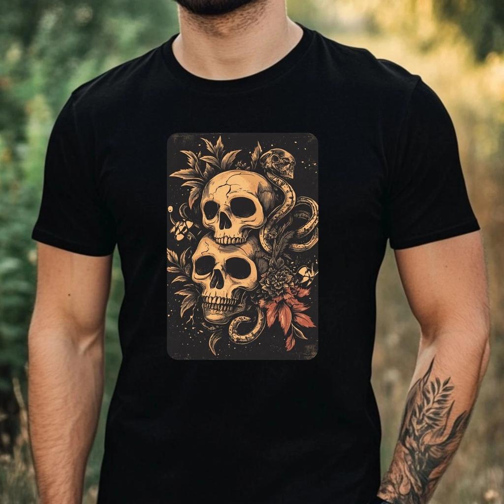 T-Shirt Herren Hipster Totenkopf Motiv Baumwolle Größe XS bis 5XL