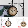 Gentral Station Hot Classic Retro Garden Home Decoration Bracket Metal Clock Double Sided Wall Clock Outside