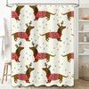 Очаровательная рождественская шторка для душа с изображением собак-оленей в уютных свитерах, идеально подходящая для праздничного декора ванной комнаты!