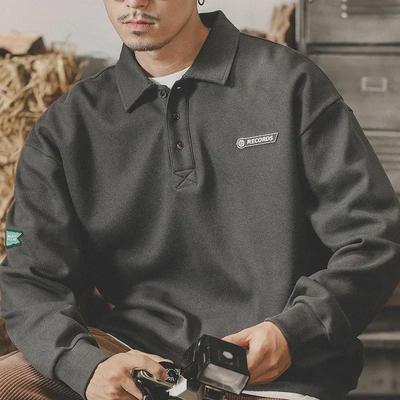 Мужская рубашка-поло с длинным рукавом Heavyweight Ivy - американская классическая вафельная ретро-стиль для весны и осени