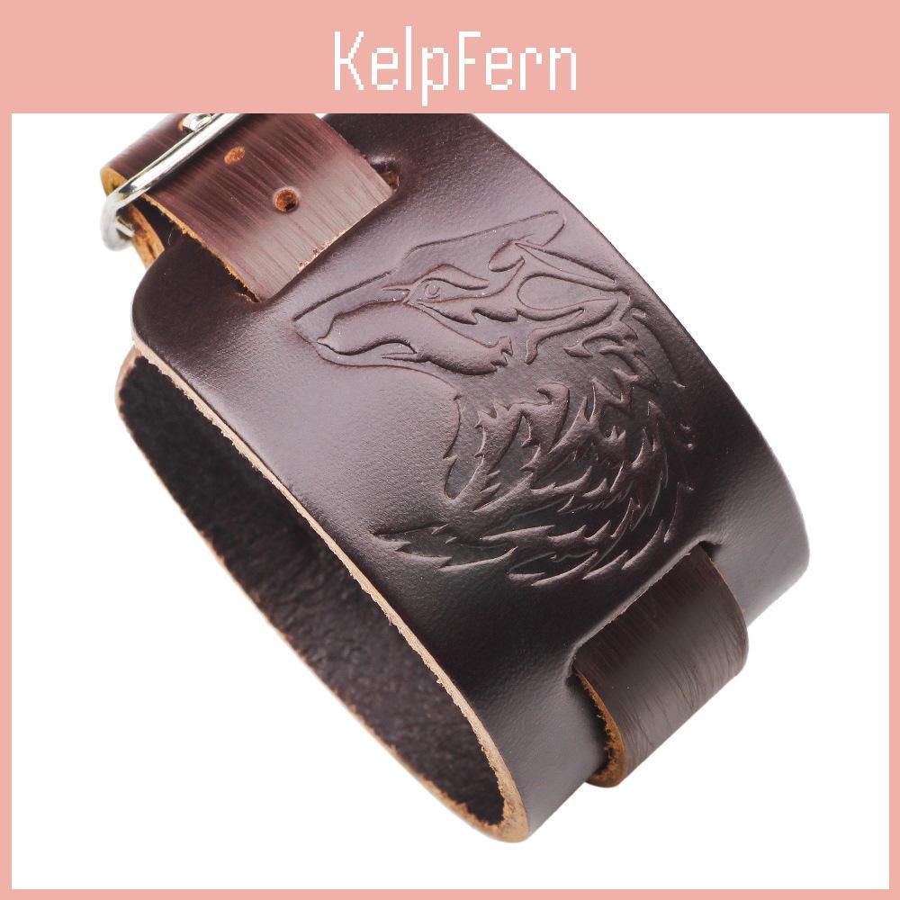 Punk Men Wide Wolf Women Genuine Leather Belt Bracelet Cuff Wristband Bangle